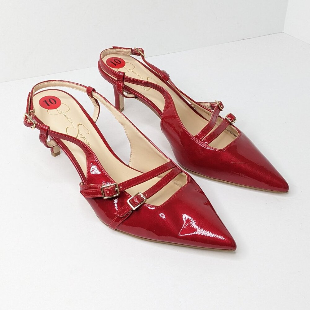 Jessica Simpson Fausey Slingback Pumps, Red, Women's 10
